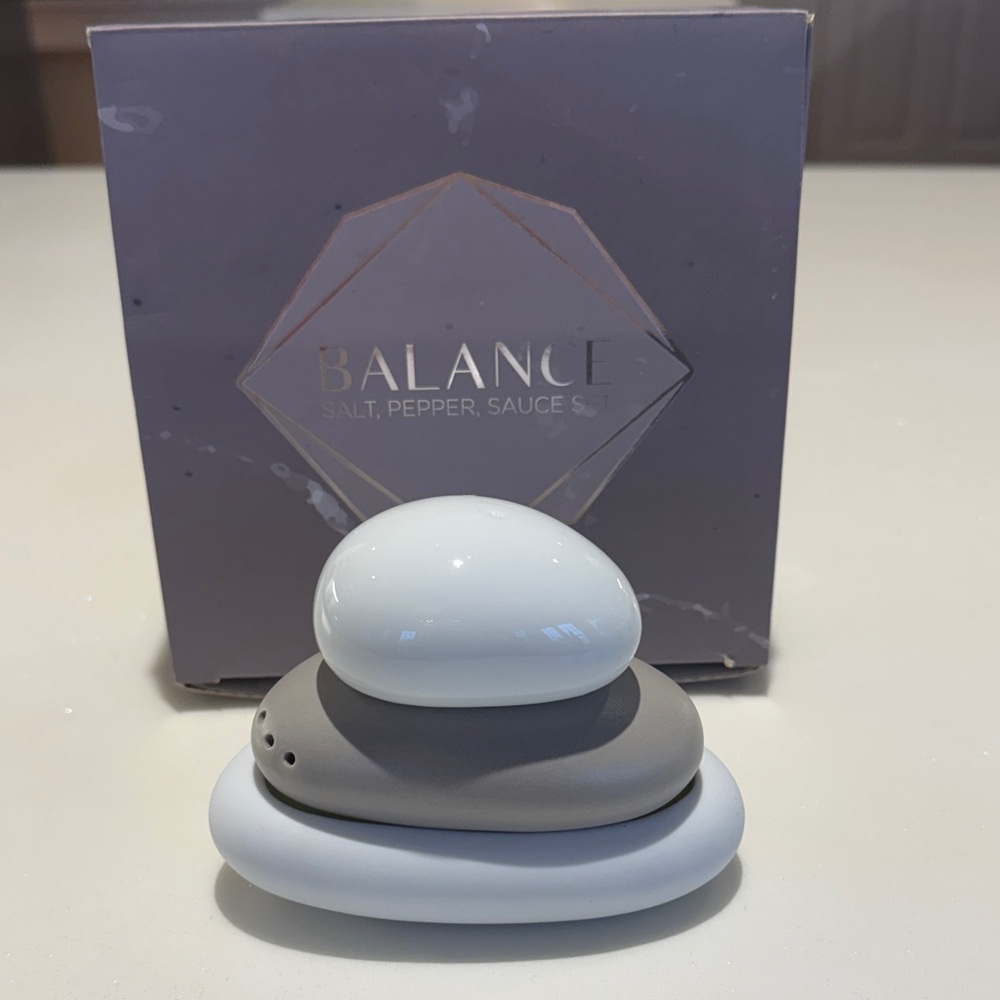 Cairn Stacked Stone Willow Collective Salt, Pepper, Sauce Set